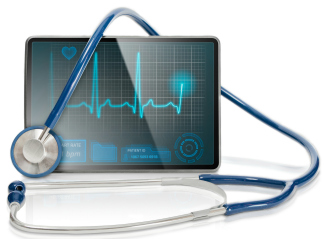 iPad with a stethoscope iPad with a stethoscope
