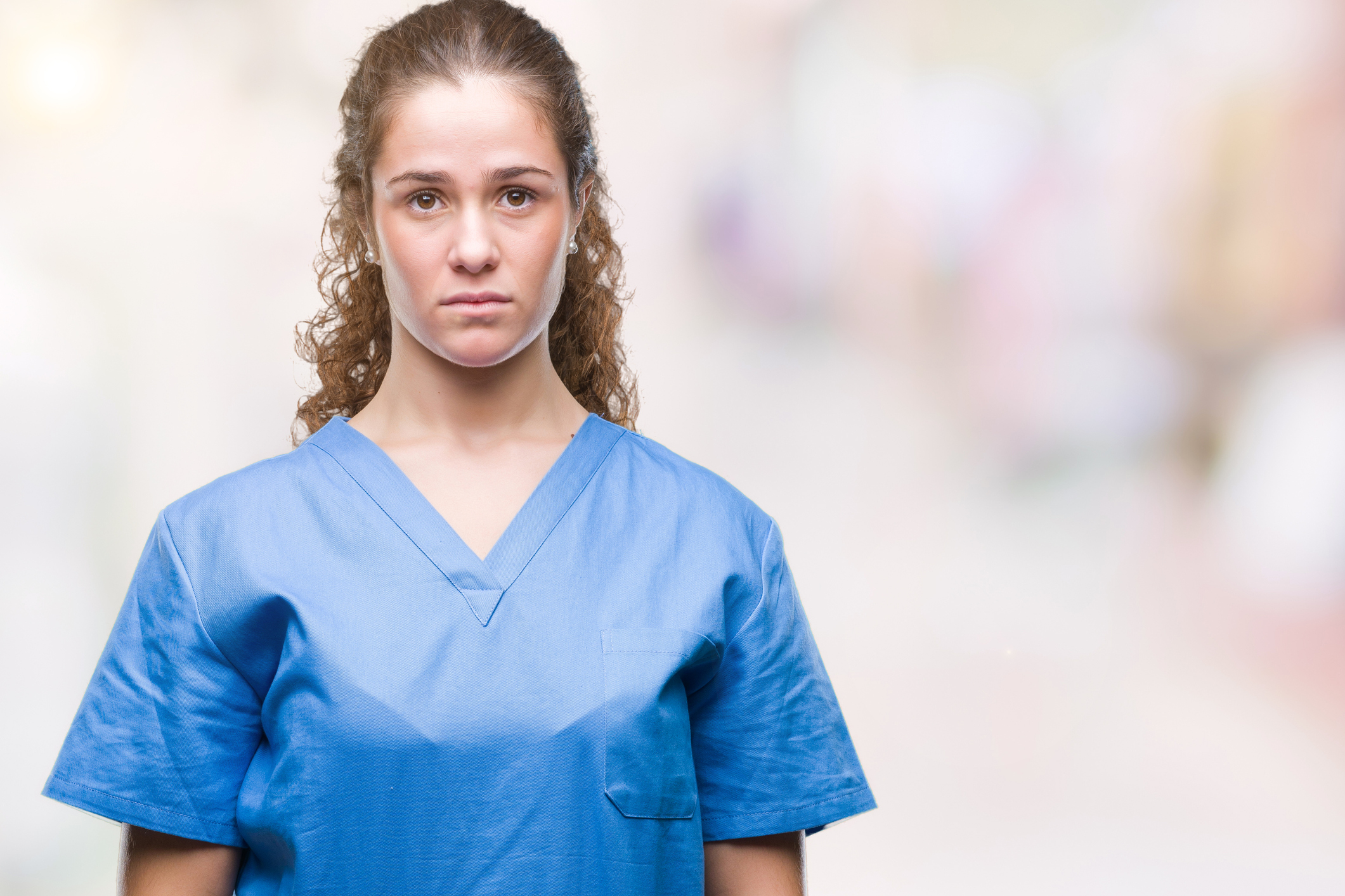 Bashful nurse in scrubs Bashful nurse in scrubs