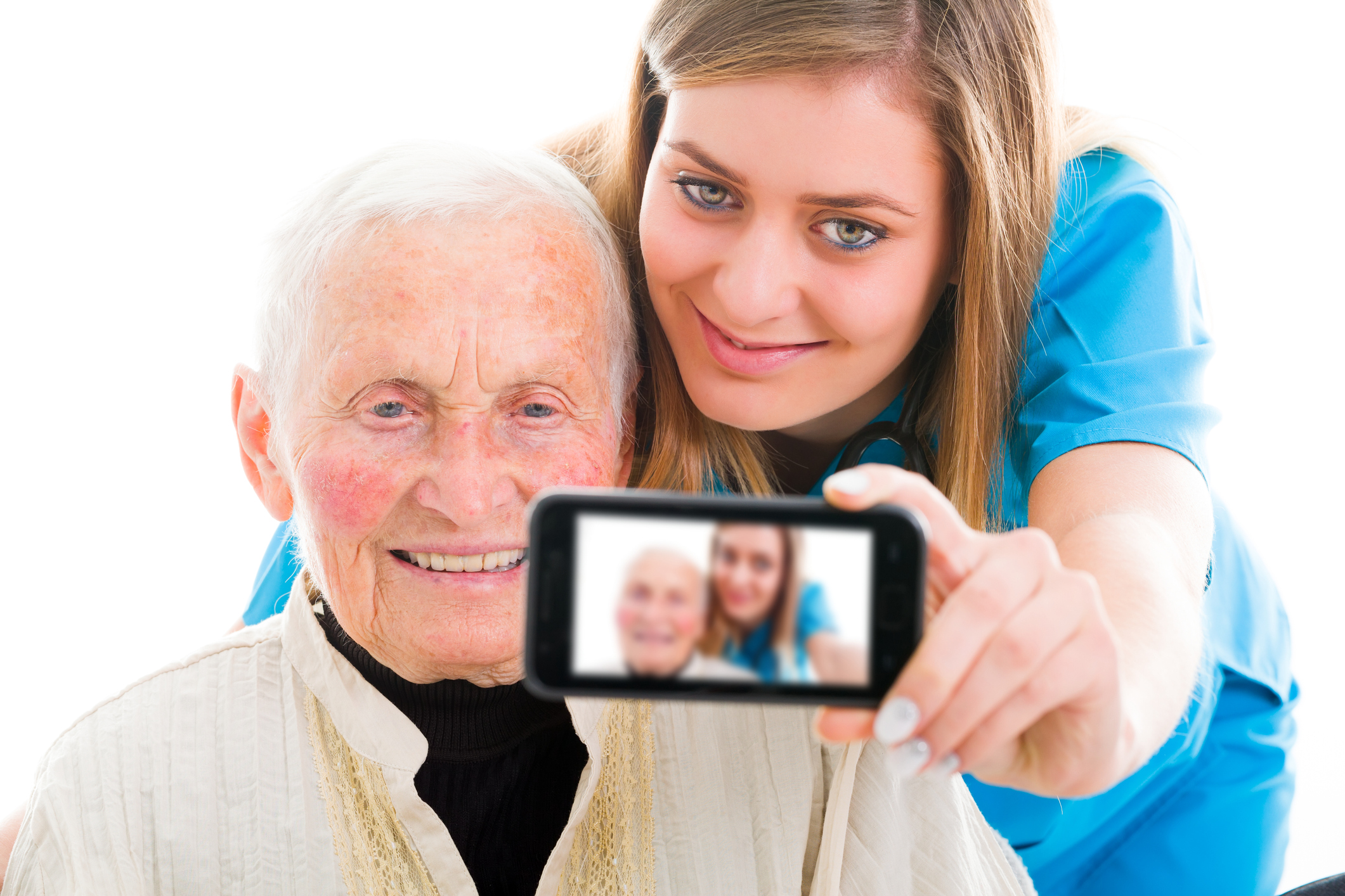 Nurse taking a selfie with a patient Nurse taking a selfie with a patient